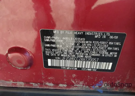 2010 Subaru Forester 2.5X Premium z USA, uszkodzony, nr VIN JF2SH6CC2AH720057